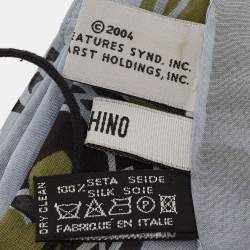 Pre Owned Moschino Pale Blue Olive Oyl Print Silk Scarf