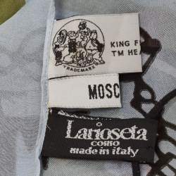 Pre Owned Moschino Pale Blue Olive Oyl Print Silk Scarf