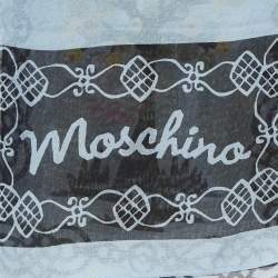 Pre Owned Moschino Pale Blue Olive Oyl Print Silk Scarf