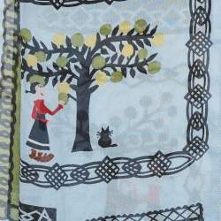 Pre Owned Moschino Pale Blue Olive Oyl Print Silk Scarf