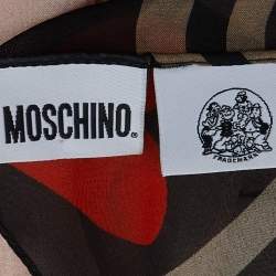 Pre Owned Moschino Pink Doll Print Silk Stole