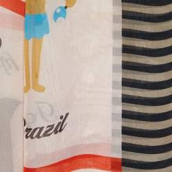 Pre Owned Moschino Pink Doll Print Silk Stole