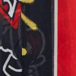 Moschino Black/Red Olive Oyl Print Silk Stole
