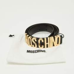 Moschino Black Leather Classic Logo Waist Belt 110 CM