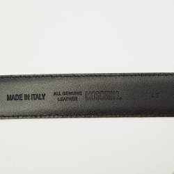 Moschino Black Leather Classic Logo Waist Belt 110 CM