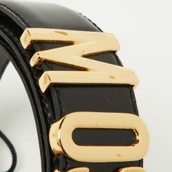 Moschino Black Leather Classic Logo Waist Belt 110 CM