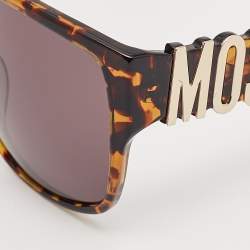 Pre Owned Moschino Brown Tortoise MO771S02 Classic Logo Square Sunglasses