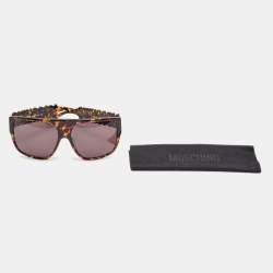 Pre Owned Moschino Brown Tortoise MO771S02 Classic Logo Square Sunglasses