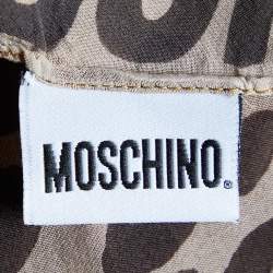 Moschino Brown Animal Print Silk Stole