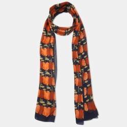 Moschino Black Fruit Print Silk Stole