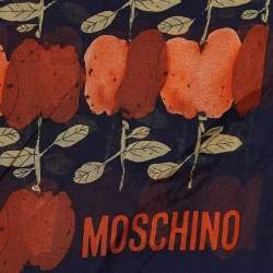 Moschino Black Fruit Print Silk Stole