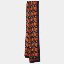Moschino Black Fruit Print Silk Stole