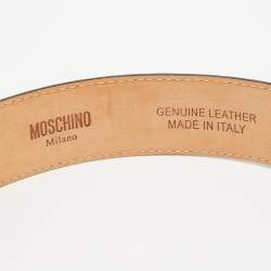 Pre Owned Moschino Red Leather Classic Logo Waist Belt 