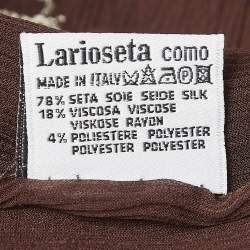 Moschino Larioseta Brown Text Embroidery Silk Blend Scarf