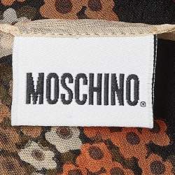 Moschino Larioseta Black Floral Print Silk Scarf 
