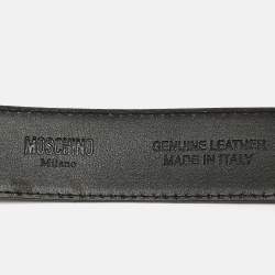 Pre Owned Moschino Black Leather Classic Logo Buckle Belt