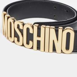 Moschino Black Leather Classic Logo Wait Belt