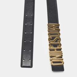 Moschino Black Leather Classic Logo Wait Belt