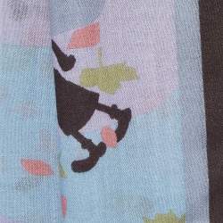 Moschino Larioseta X Popeye Blue Printed Wool Scarf
