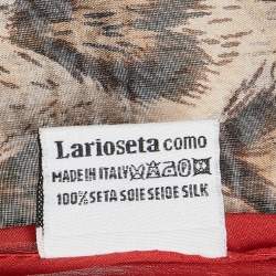Pre Owned Moschino Larioseta Brown/Red Leopard Print Silk Scarf