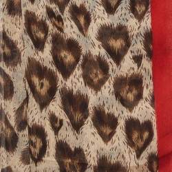 Pre Owned Moschino Larioseta Brown/Red Leopard Print Silk Scarf