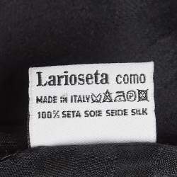 Pre Owned Moschino Larioseta Black Logo Pattern Silk Scarf