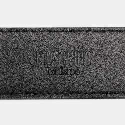 Pre Owned Moschino Red Leather Classic Logo Waist Belt