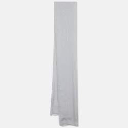 Moschino Light Grey Logo Detail Silk Stole