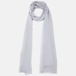 Moschino Light Grey Logo Detail Silk Stole