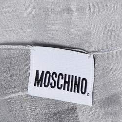 Moschino Light Grey Logo Detail Silk Stole