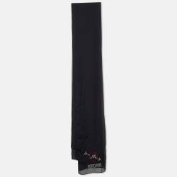 Moschino Black Logo Detail Silk Chiffon Stole