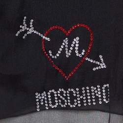 Moschino Black Logo Detail Silk Chiffon Stole