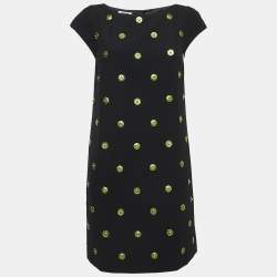 Moschino Black Embellished Crepe Shift Dress M