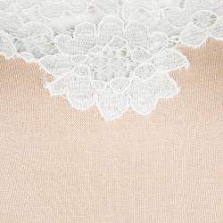 Moschino Beige Knit Lace Neck Trim Detail Sleeveless Top M