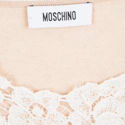 Moschino Beige Knit Lace Neck Trim Detail Sleeveless Top M