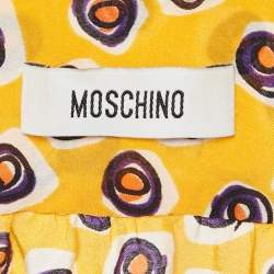 Pre Owned Moschino Yellow Printed Crepe Faux Wrap Midi Dress M