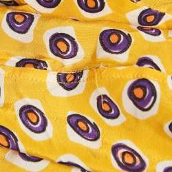 Pre Owned Moschino Yellow Printed Crepe Faux Wrap Midi Dress M