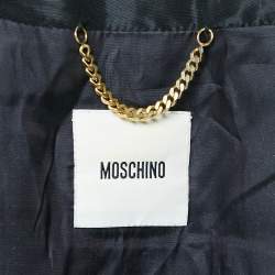 Moschino Navy Blue Textured Wool Ruffle Detail Blazer S