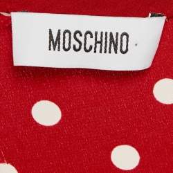 Moschino Red Polka Dot Print Silk Ruffled Jumpsuit L