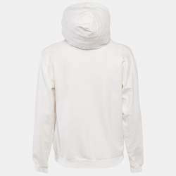 Pre Owned Moschino White Logo Print Cotton Knit Zip-Up Hoodie Jacket XL