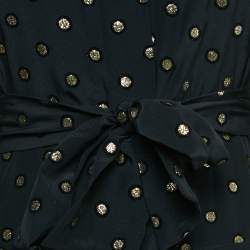 Pre Owned Moschino Black Polka Dot Print Silk Pleated Short Dress S