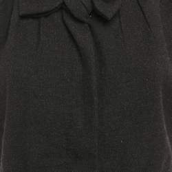 Pre Owned Moschino Black Wool Bow Detail Midi Sheath Dress M