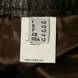 Pre Owned Moschino Brown Leather Flounce Hem Knee Length Skirt L