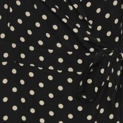 Pre Owned Moschino Black/Cream Polka Dot Print Silk Dress L