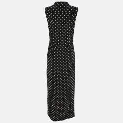 Pre Owned Moschino Black/Cream Polka Dot Print Silk Dress L