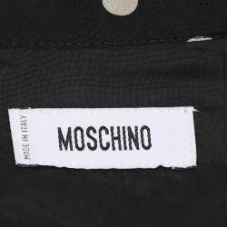 Pre Owned Moschino Black/Cream Polka Dot Print Silk Dress L