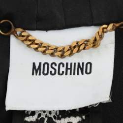 Pre Owned Moschino Black/White Lace Long-sleeved Midi Dress L 