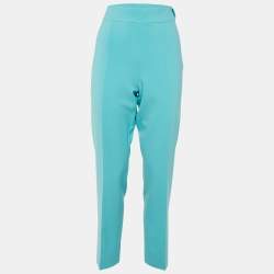 Pre Owned Moschino Couture Blue Crepe Straight Leg Trousers M