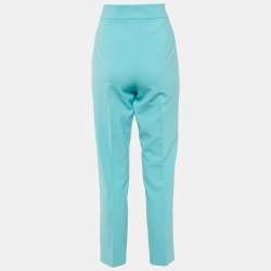 Pre Owned Moschino Couture Blue Crepe Straight Leg Trousers M