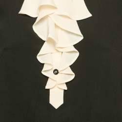 Pre Owned Moschino Black Silk Ruffled Long Sleeve Blouse M